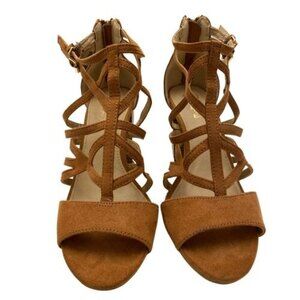 Brash Women’s Brown Nubuck Strappy Peep Toe Heels Size 6.5